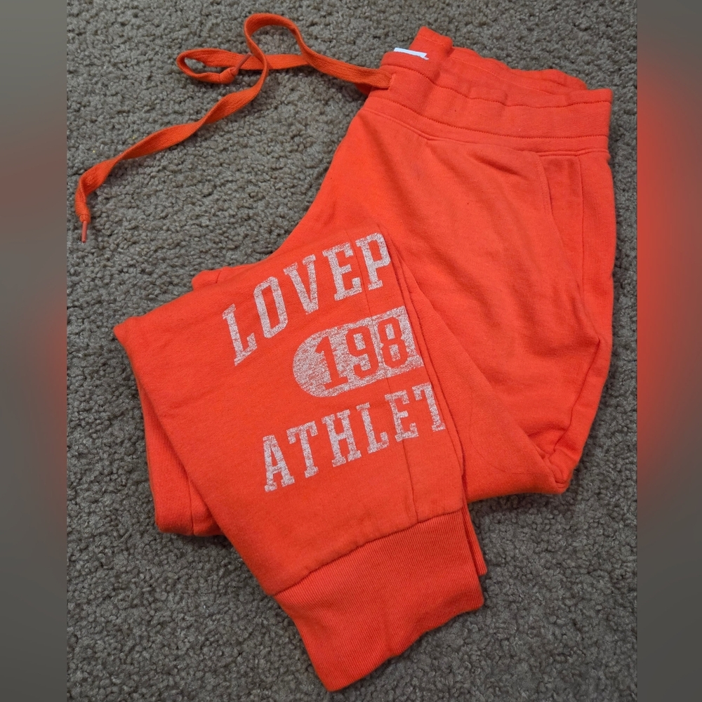 PINK Victoria's Secret Orange Track Joggers